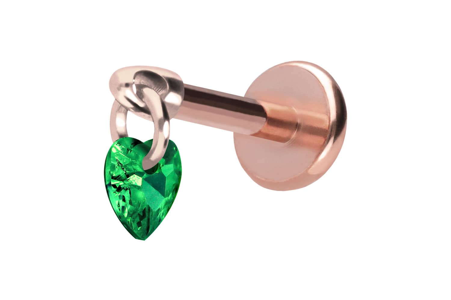 Titan Labret Piercing mit Push Fit KRISTALLHERZ